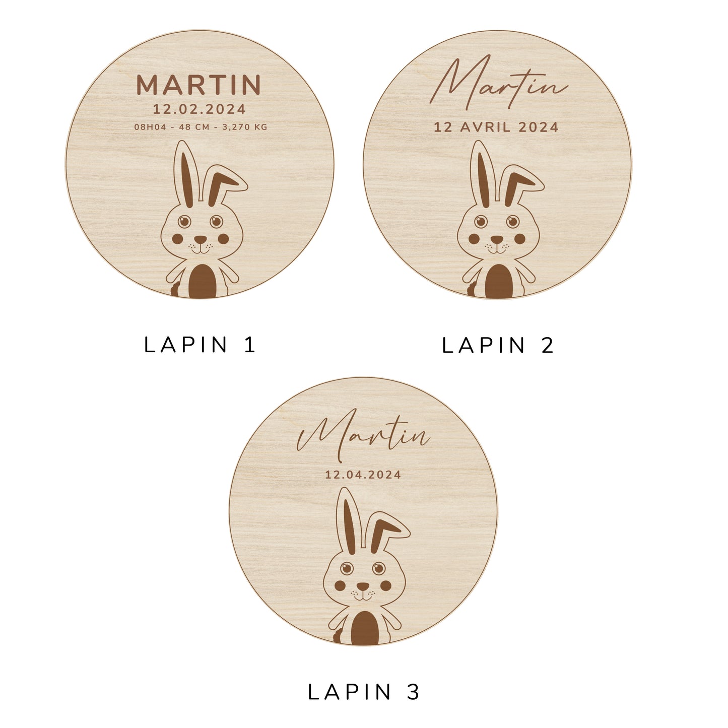 Plaque de Bienvenue Naissance - lapin 12Ø