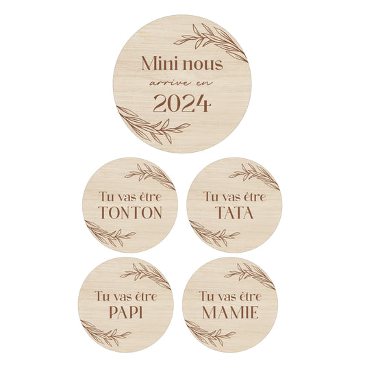 Pack 5x annonce grossesse en bois floral